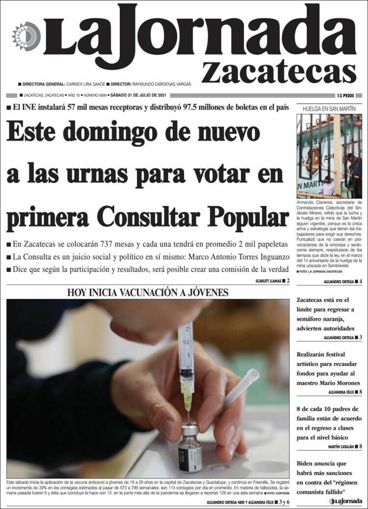 Portada de Jornada de Zacatecas (México)