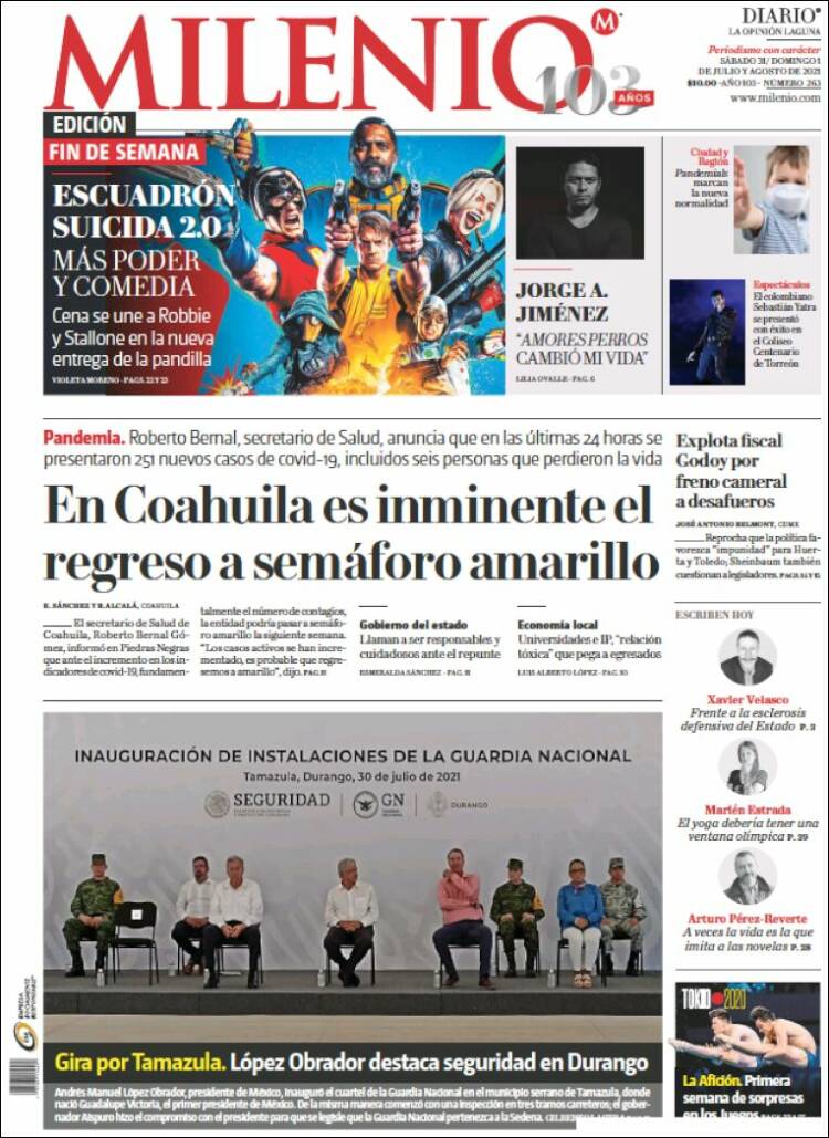 Portada de Milenio - Laguna (México)