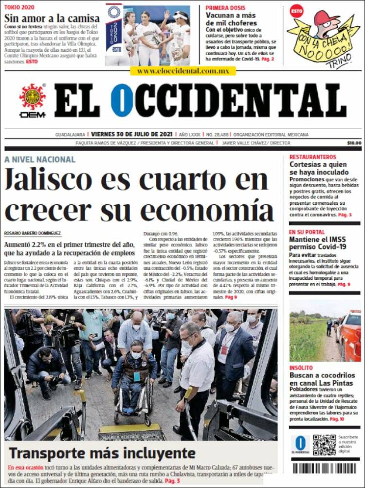 Portada de El Occidental (México)