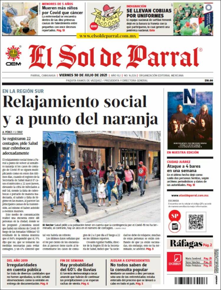 Portada de El Sol de Parral (México)