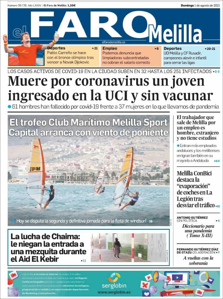 Portada de El Faro de Melilla (España)