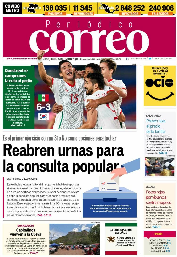 Portada de Correo - El diario del Estado de Guanajuato (México)