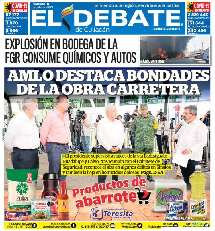 Portada de El Debate de Culiacán (México)