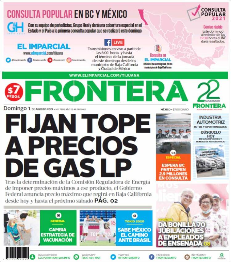 Portada de Frontera (México)