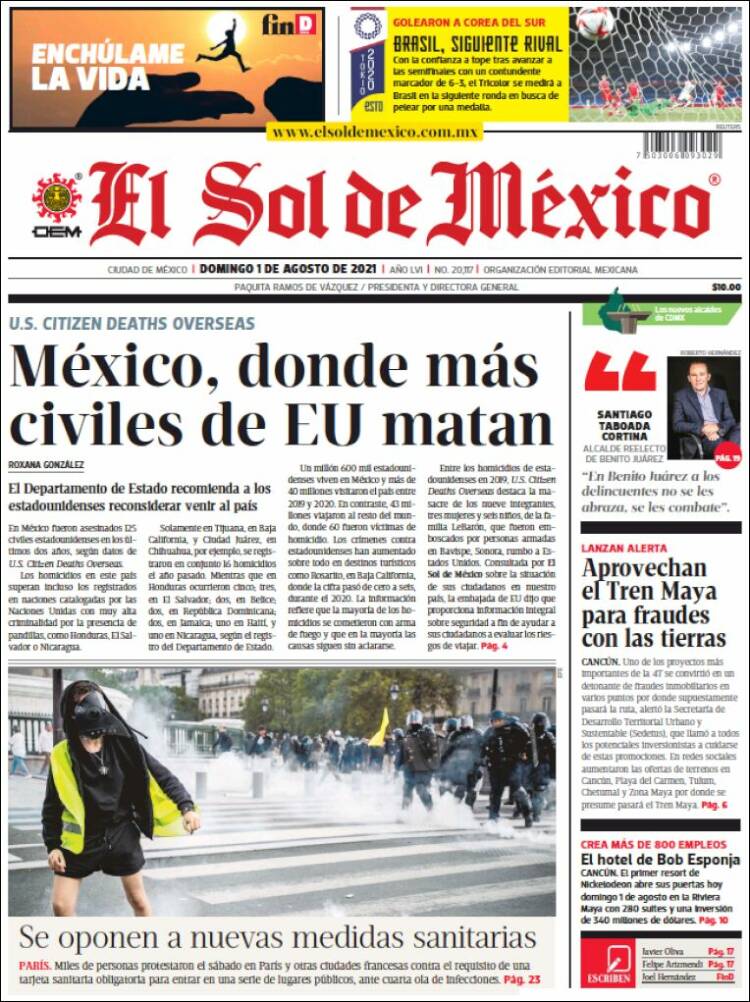 Portada de El Sol de México (México)