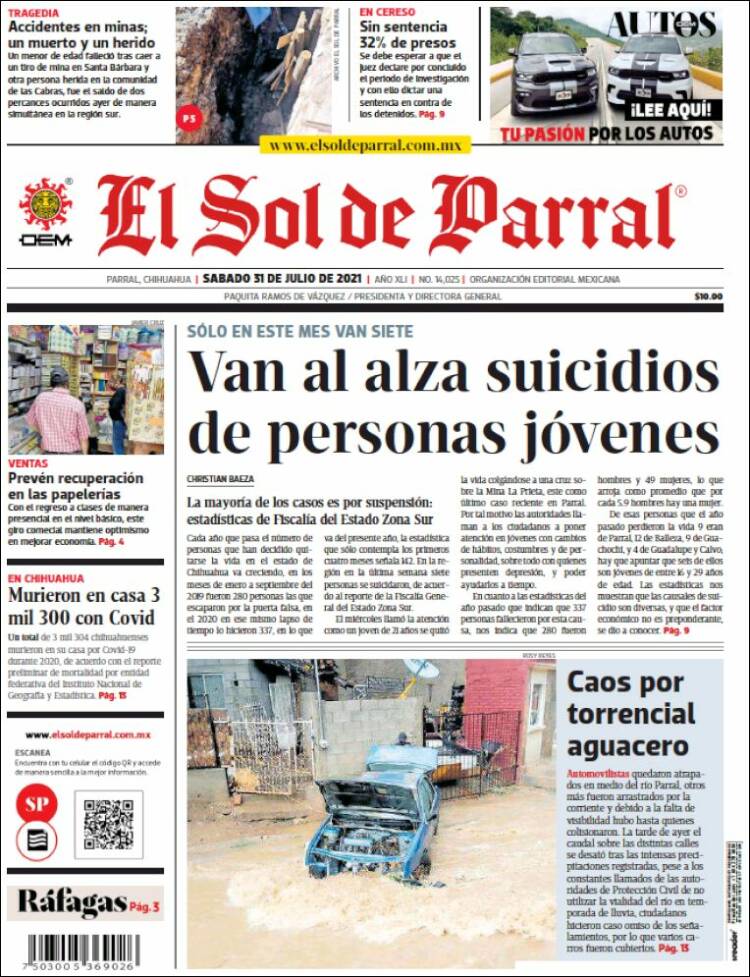 Portada de El Sol de Parral (México)