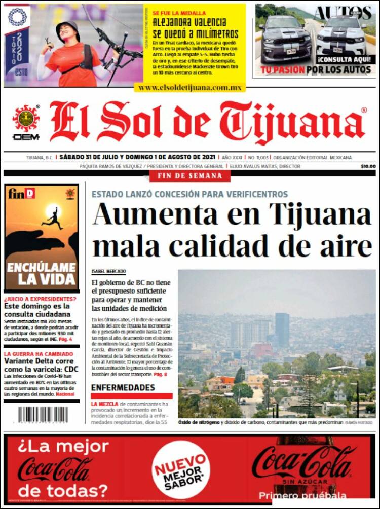 Portada de El Sol de Tijuana (México)