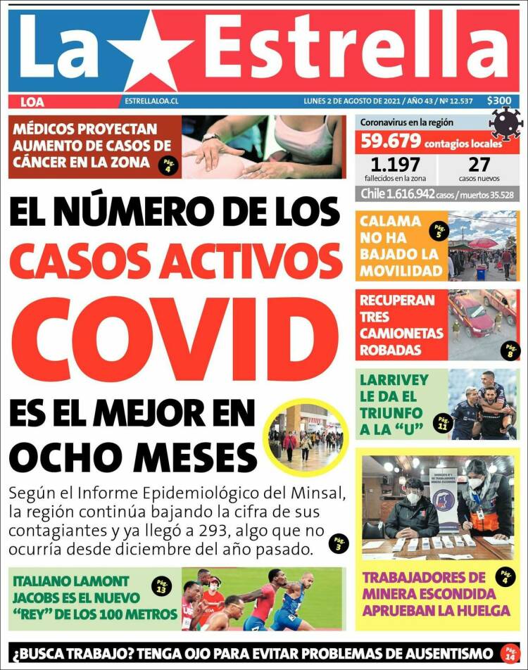 Portada de La Estrella de Loa (Chile)