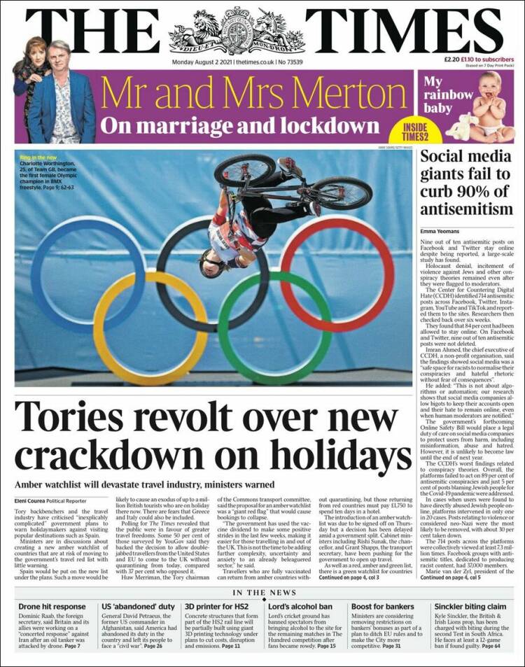 Portada de The Times (Reino Unido)