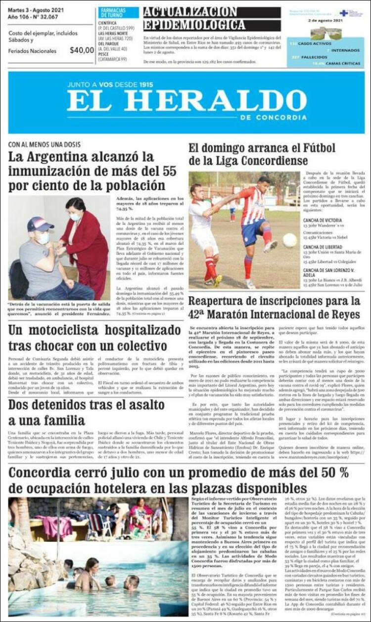 Portada de El Heraldo de Concordia (Argentina)
