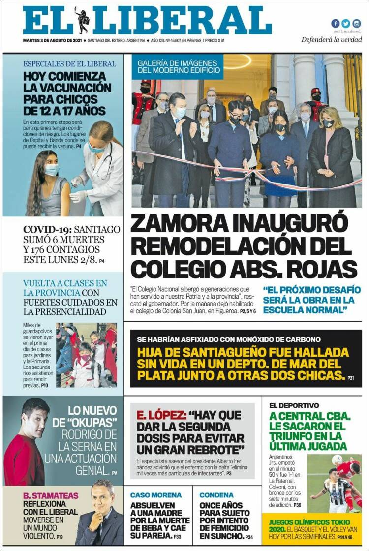 Portada de Diario El Liberal (Argentina)