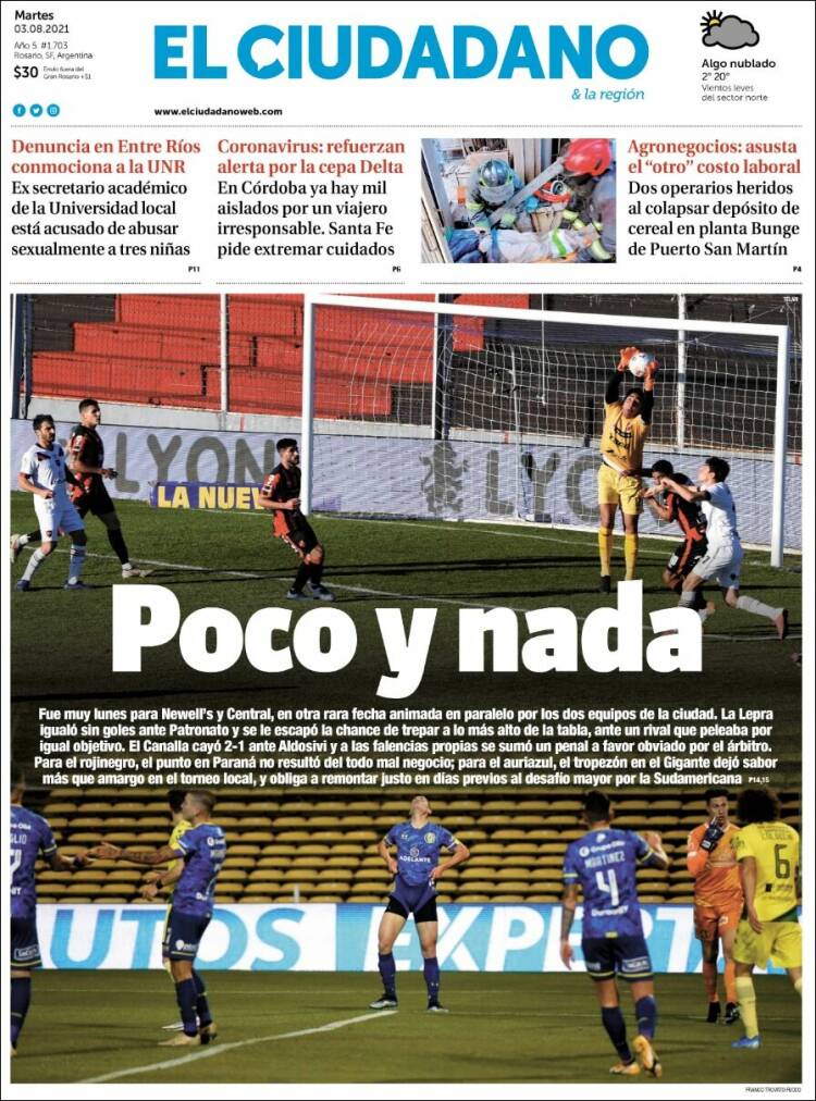 Portada de Diario El Ciudadano (Argentina)