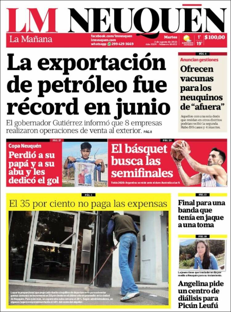 Portada de La Mañanade Neuquén (Argentina)
