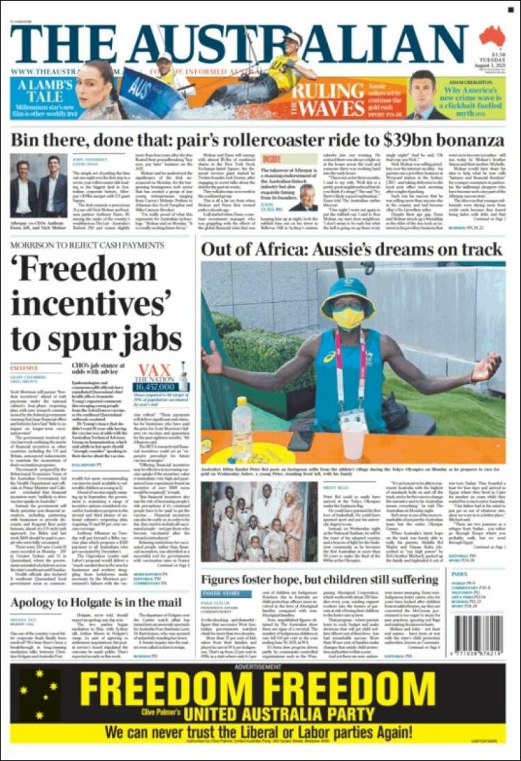 Portada de The Australian (Australia)