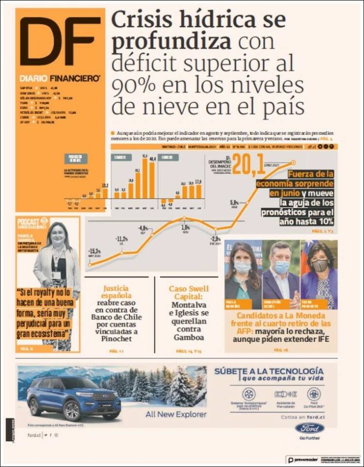 Portada de Diario Financiero (Chile)