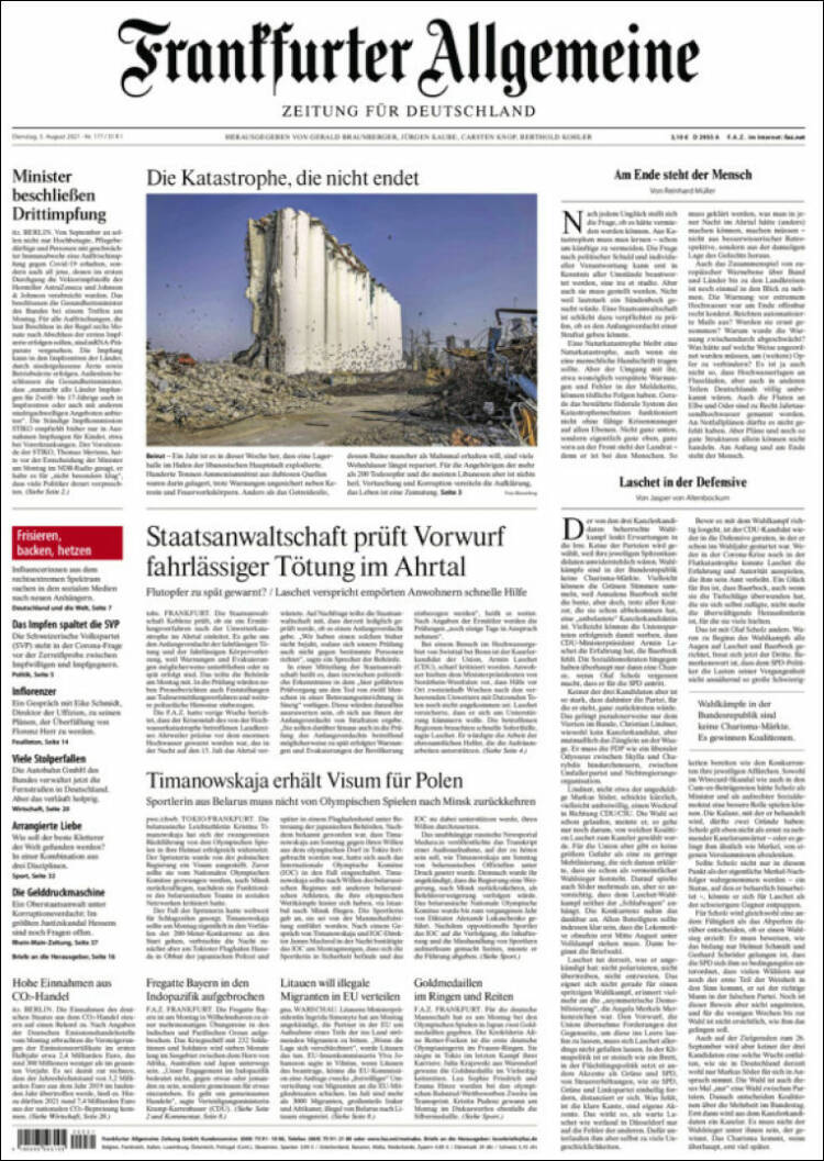 Portada de Frankfurter Allgemeine (Alemania)