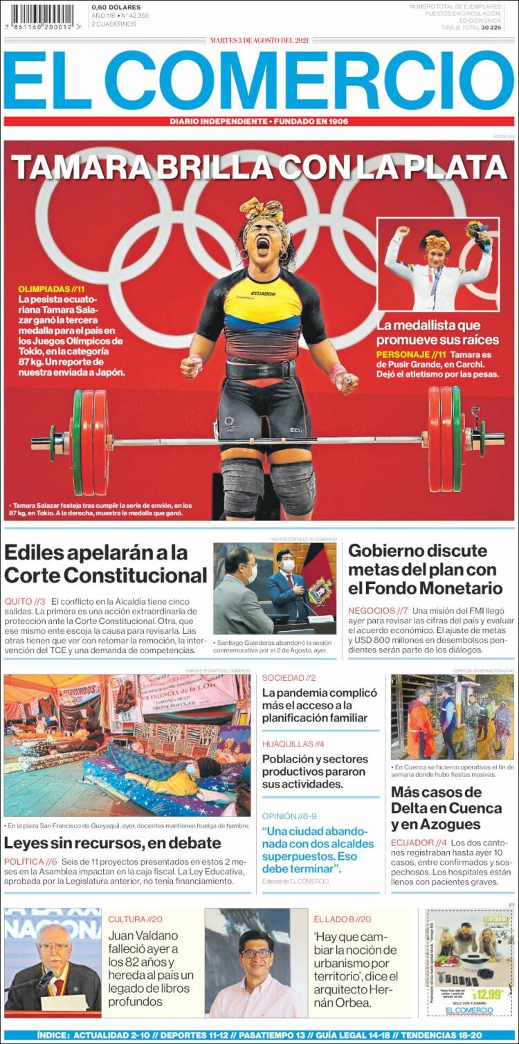 Portada de El Comercio (Ecuador)