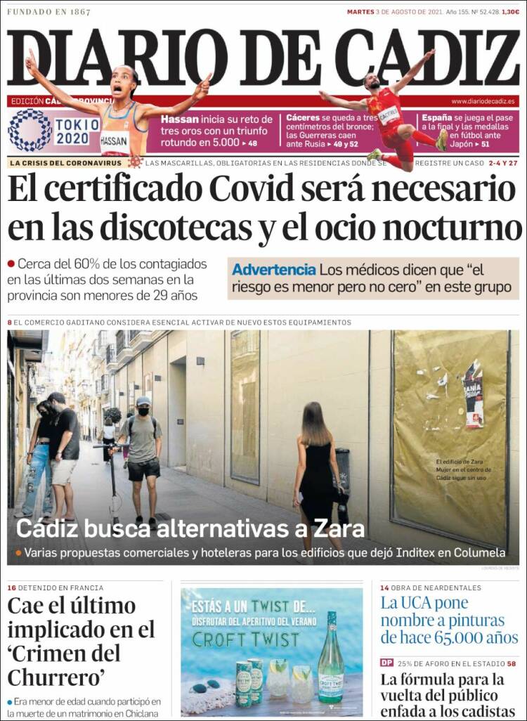 Portada de Diario de Cádiz (España)