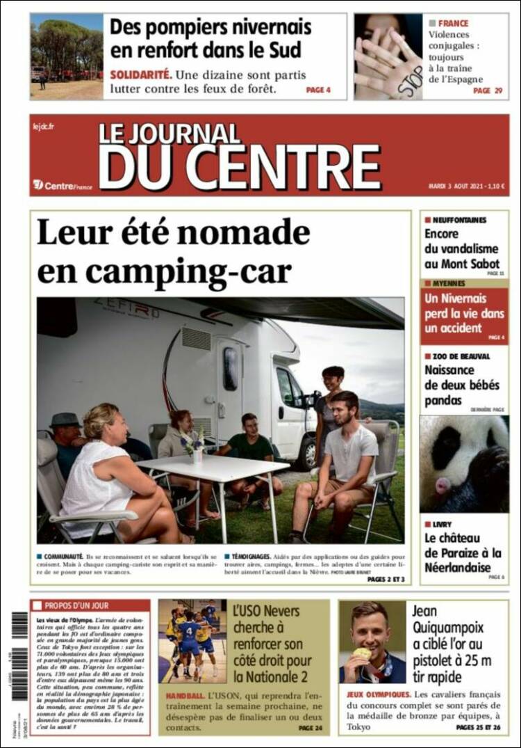 Portada de Le Journal du Centre (Francia)
