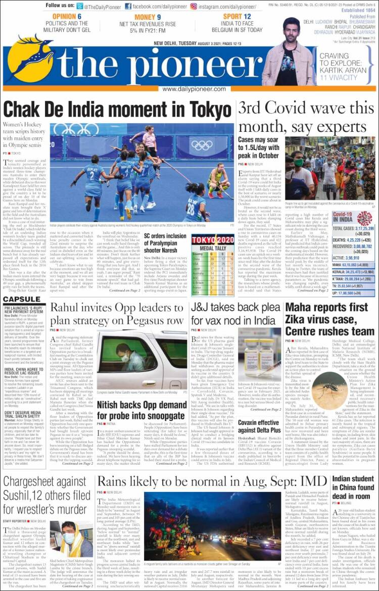 Portada de The Pioneer (India)
