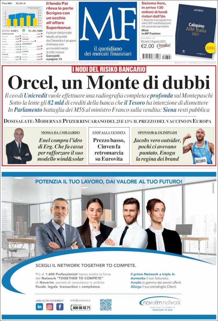Portada de Milano Finanza (Italia)