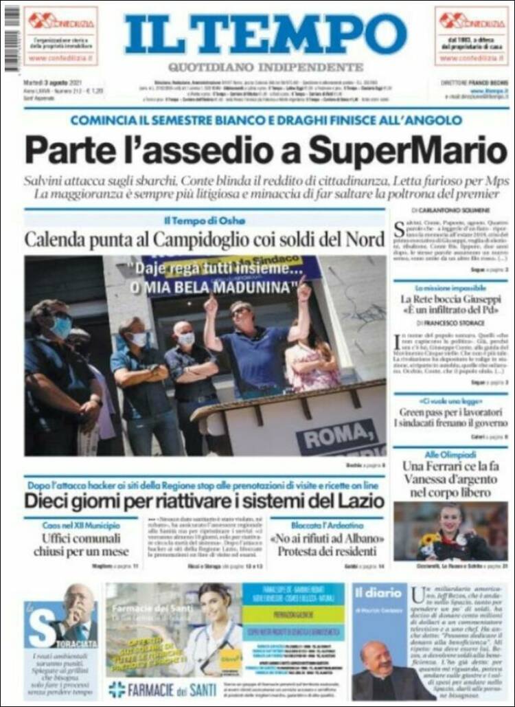 Portada de Il Tempo (Italia)