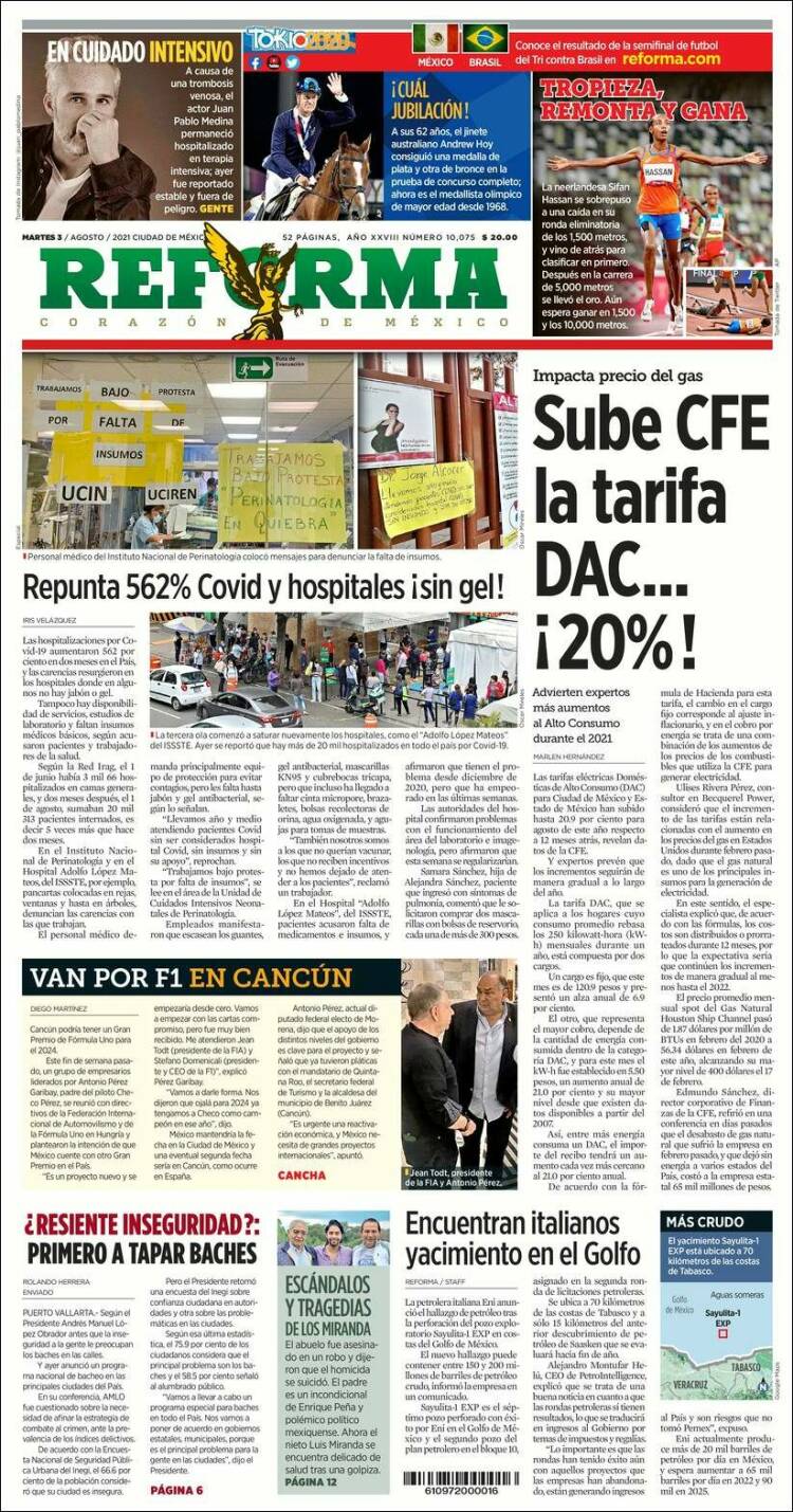 Portada de Reforma (M&eacute;xico)