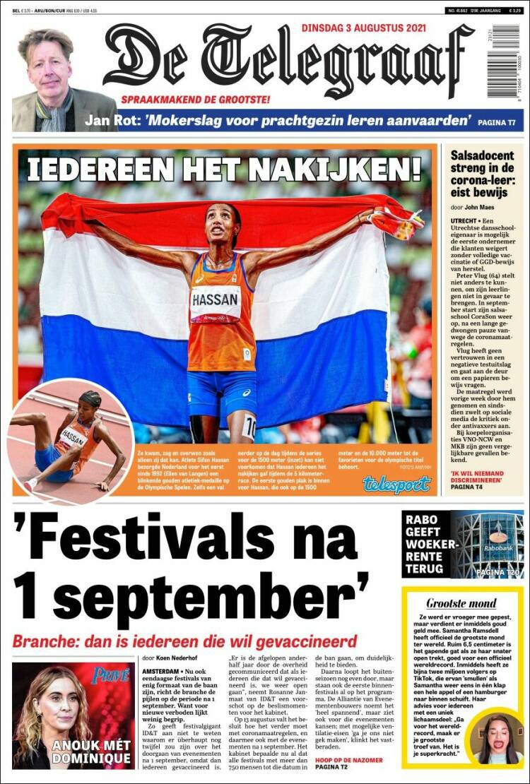 Portada de De Telegraaf (Pa&iacute;ses Bajos)