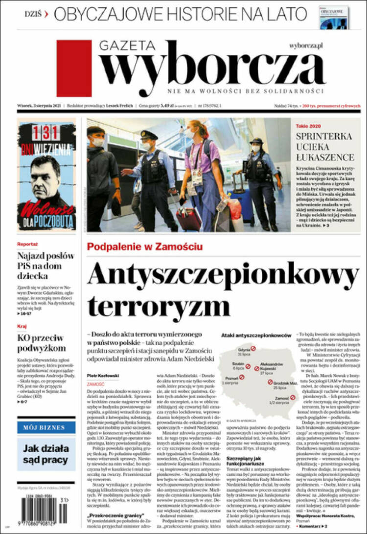 Portada de Gazeta Wyborcza (Polonia)