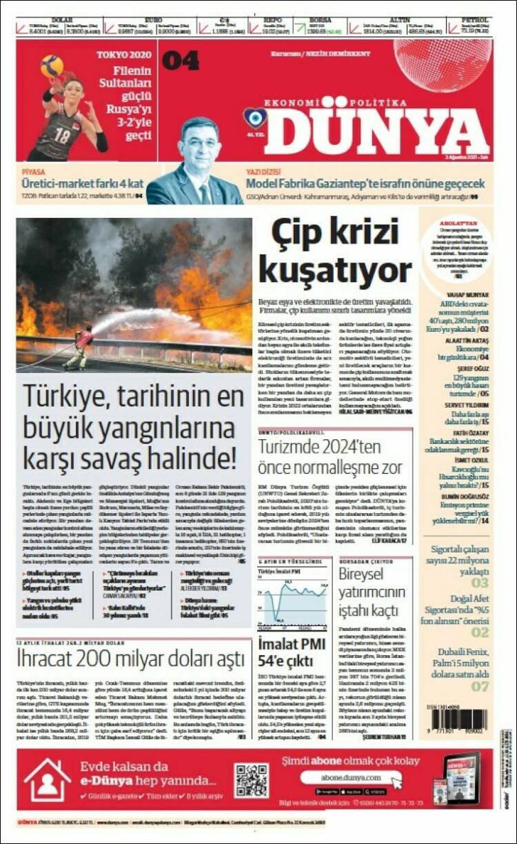 Portada de Dünya (Turqu&iacute;a)