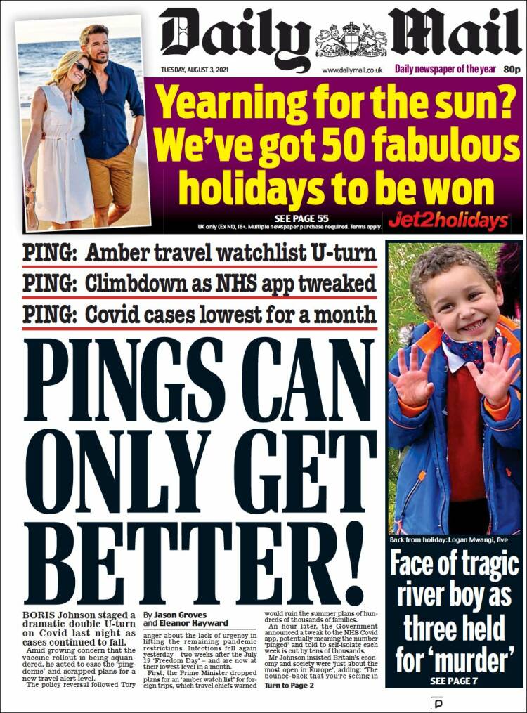 Portada de Daily Mail (Reino Unido)