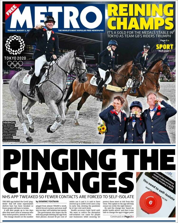 Portada de Metro (Reino Unido)