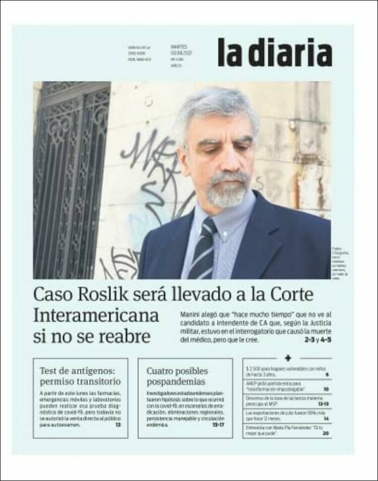 Portada de La Diaria (Uruguay)
