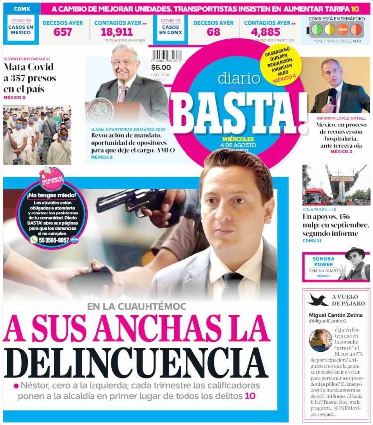 Portada de Diario Basta (México)