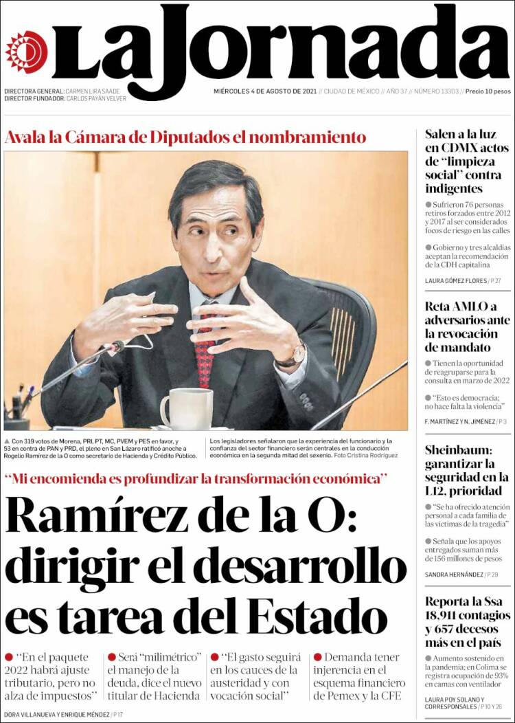 Portada de La Jornada (Mexico)