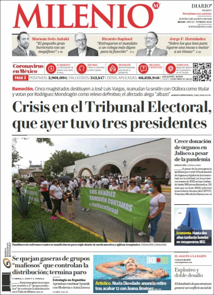 Portada de Milenio - Jalisco (México)