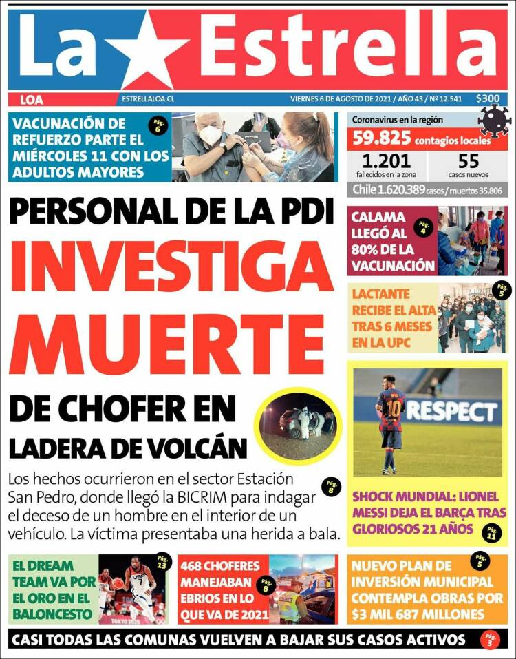 Portada de La Estrella de Loa (Chile)