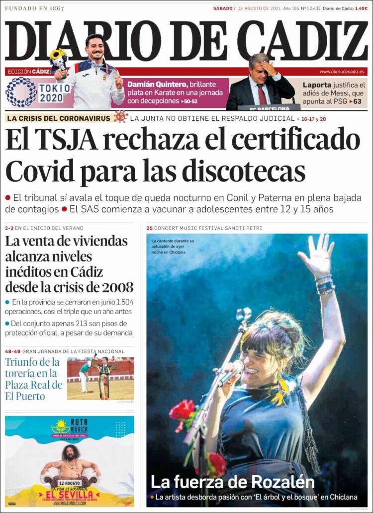 Portada de Diario de Cádiz (España)