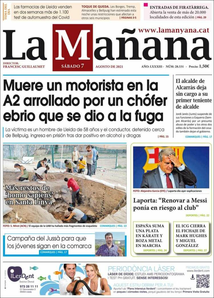 Portada de La Mañana - Diari de Ponent (España)