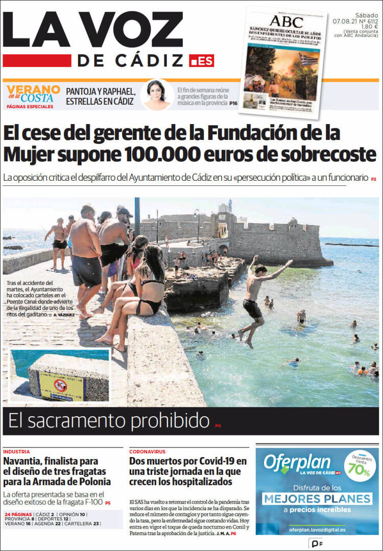 Portada de La Voz de Cádiz (España)