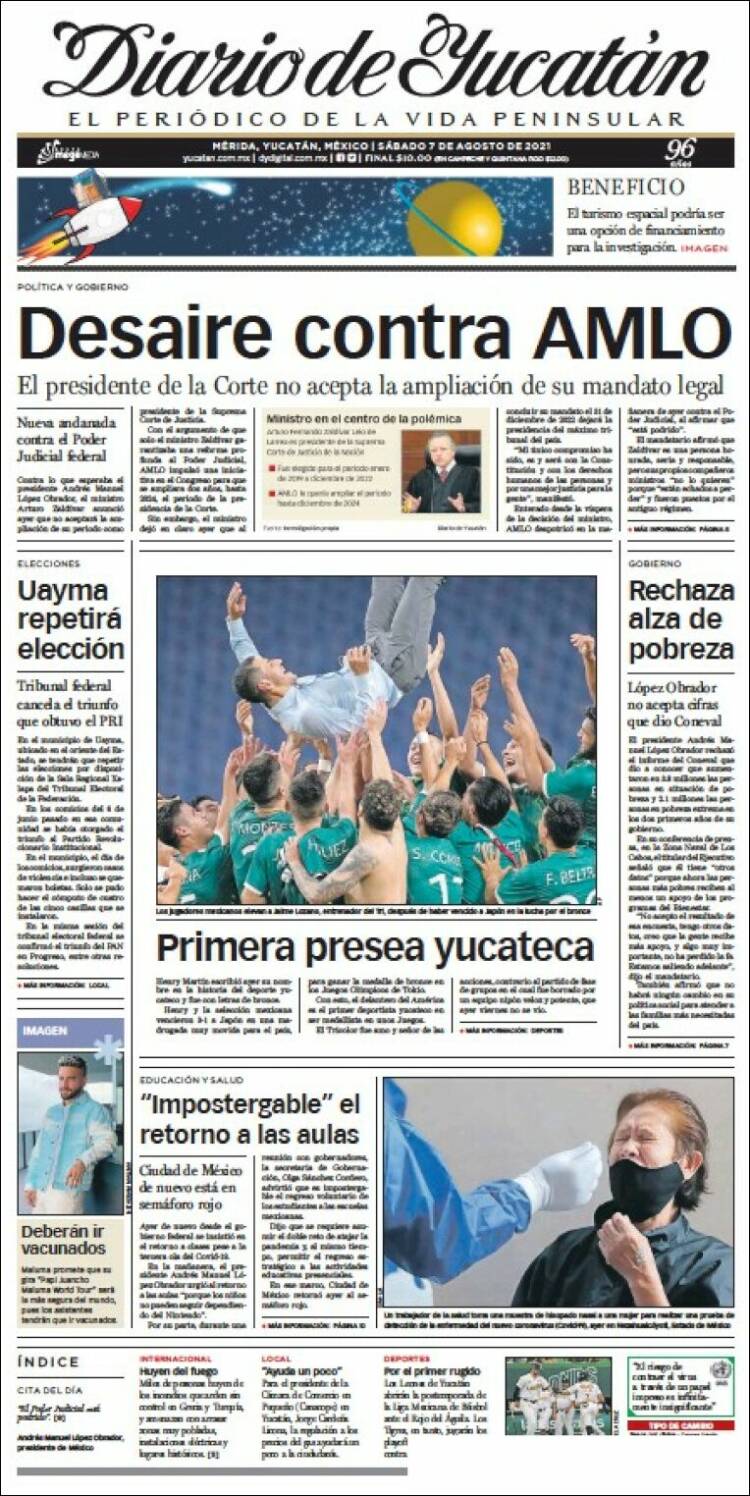 Portada de Diario de Yucatán (México)