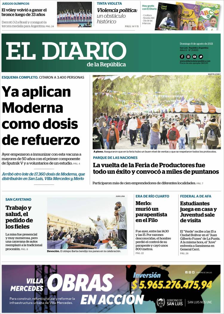Portada de Diario de la República (Argentina)