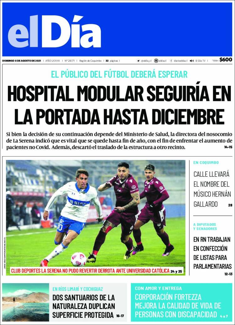 Portada de El Día (Chile)