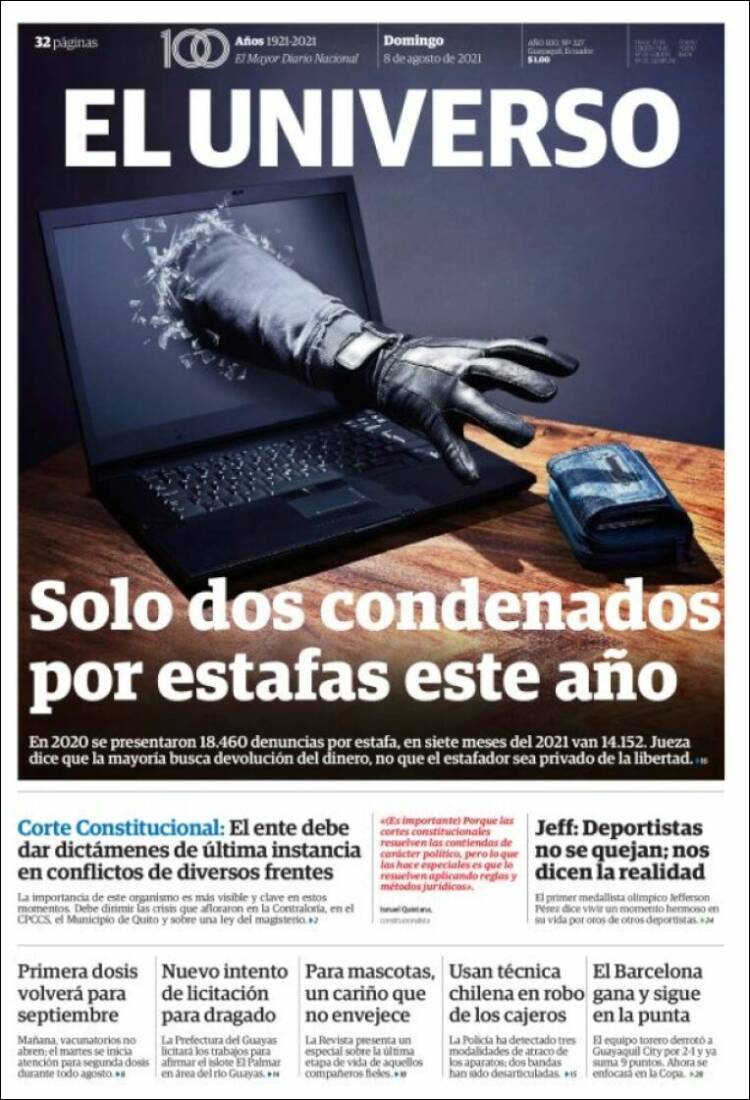 Portada de El Universo - Ecuador (Ecuador)