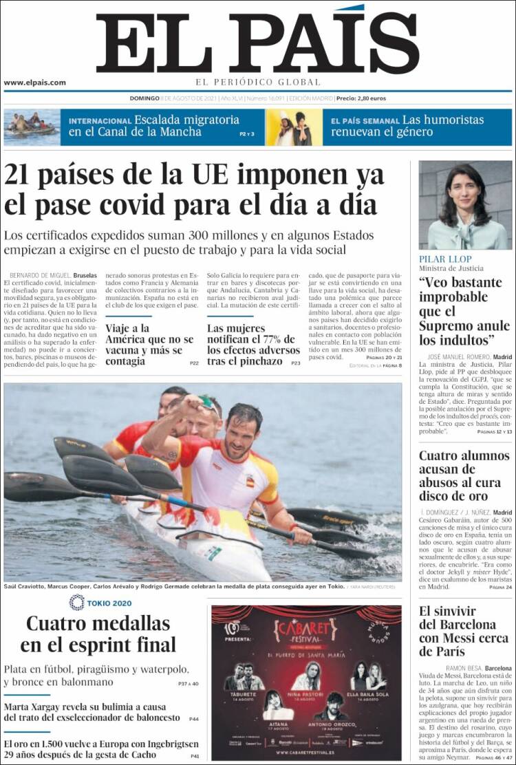 Portada de El País (España)