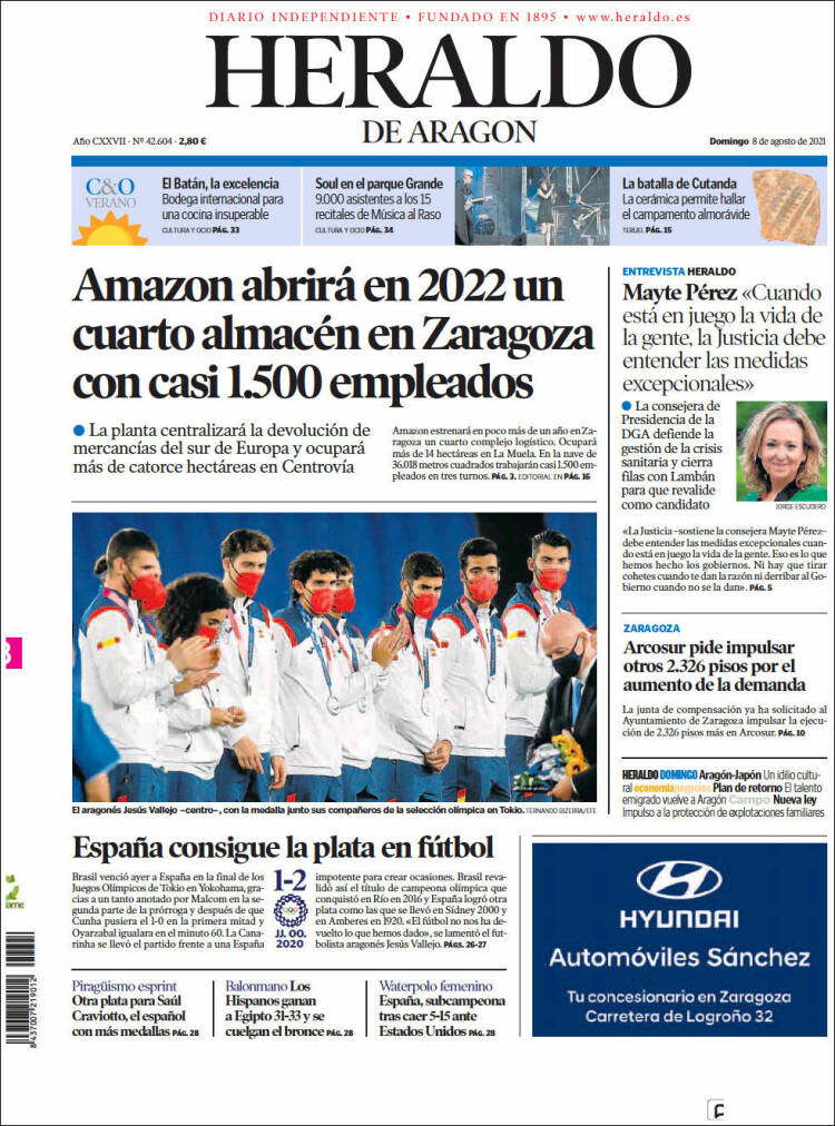 Portada de Heraldo de Aragón (España)