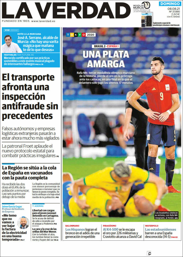 Portada de La Verdad de Murcia (España)