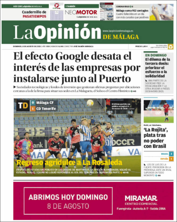 Portada de La Opinión de Málaga (España)