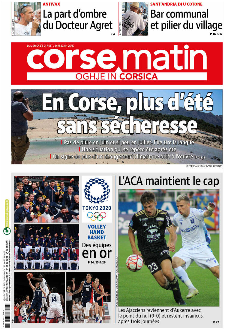 Portada de Corse-Matin (Francia)