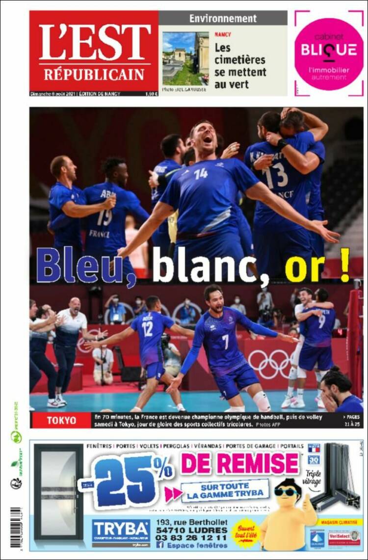 Portada de L'Est Republicain (Francia)